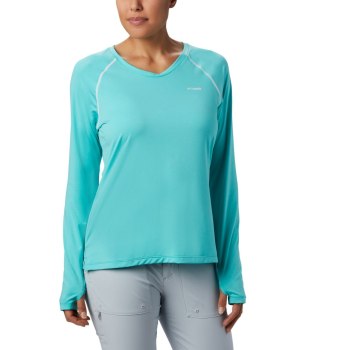 Columbia PFG Tamiami Heather Knit Long Sleeve, Sudaderas Blancos Para Mujer | 947310-TDA